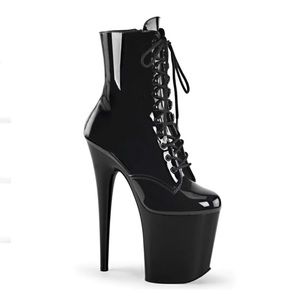 Pleaser 1020 Black Flamingo Patent High Heels Boots 8” Tall Size 6